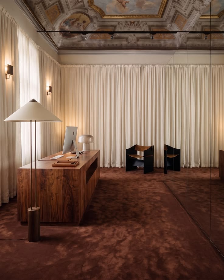 A real property reference - a frescoed room with a walnut desk